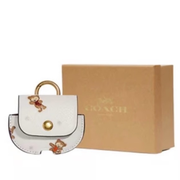 Coach Boxed Leather AirPod Pro Case In Teddy Bear Print - Picture 1 of 6